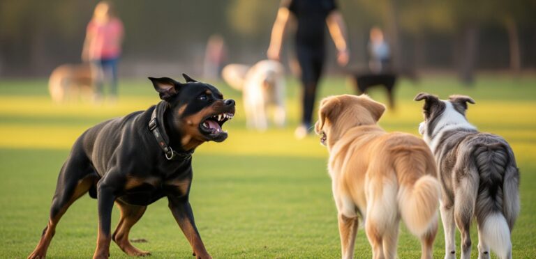 A dog is barking at other dogs- Aggressive dog behaviour