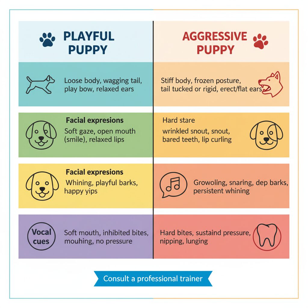 Infographic playful vs aggressive puppy 