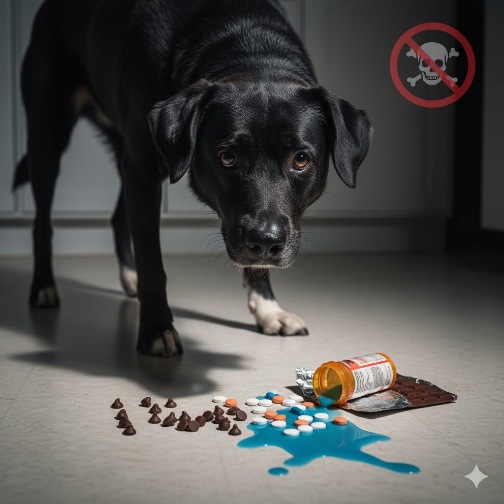 dog acting drunk after toxin ingestion like chocolate or medicine 