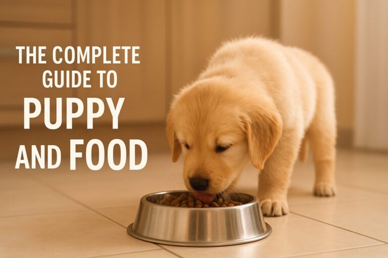 Puppy eating food from bowl-puppy and food guide