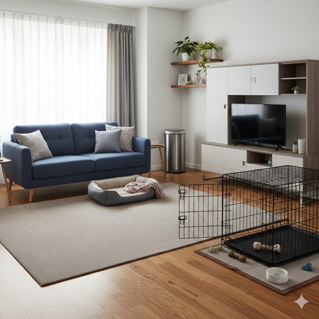 Dog-proofed home to prevent dogs from eating unsafe objects.