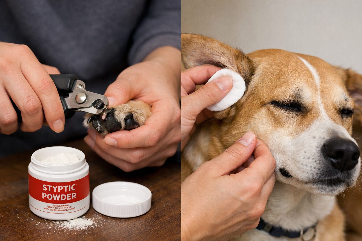 Safe dog nail trimming and ear cleaning at home