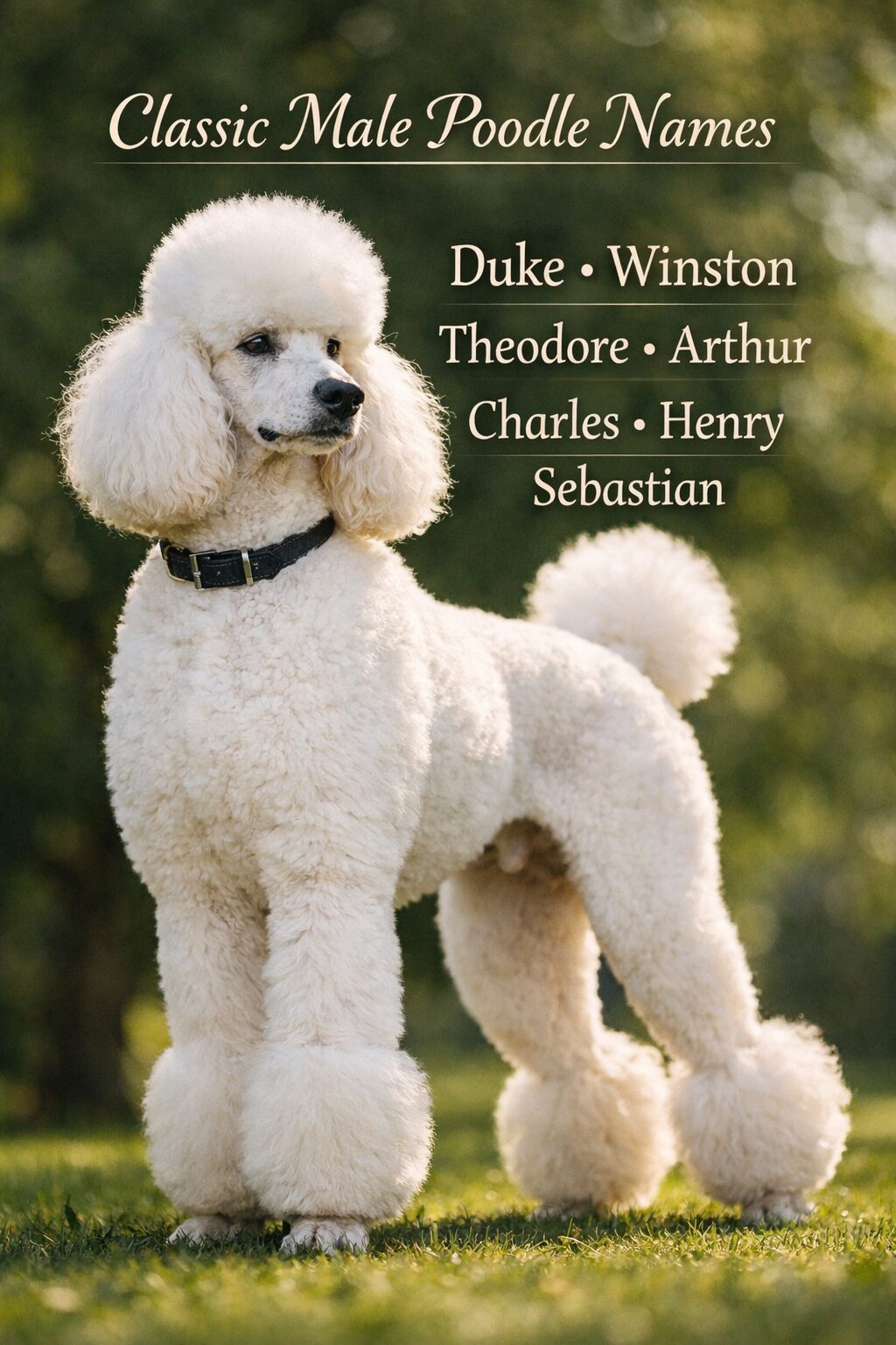                       Classic male poodle names like Duke, Winston, and Theodore with a regal Standard Poodle
